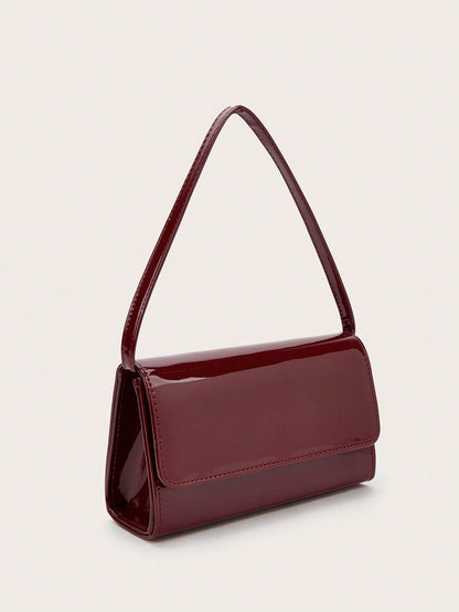This Charming, Elegant, Sophisticated, And Understated Luxury Solid Color Mirror PU Leather Handbag Is Lightweight And Portable, Suitable For Teenagers, Women, College Students, New Professionals, And
