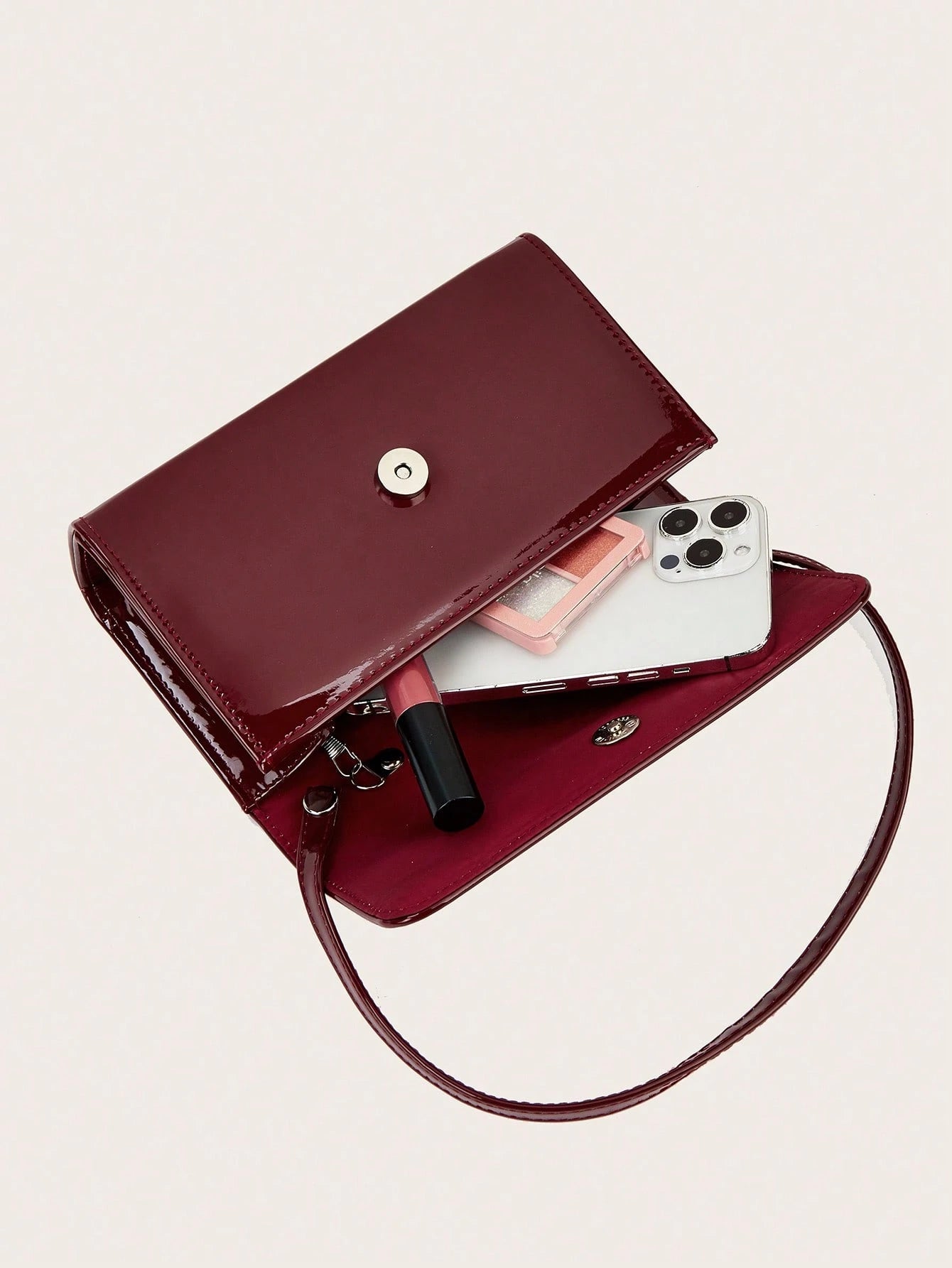 This Charming, Elegant, Sophisticated, And Understated Luxury Solid Color Mirror PU Leather Handbag Is Lightweight And Portable, Suitable For Teenagers, Women, College Students, New Professionals, And