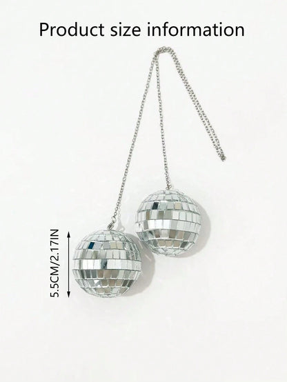 This Disco Ball Car Interior Hanging Decor Is An Eye-Catching Accessory That Will Emit Colorful Sparkles In The Sunlight.