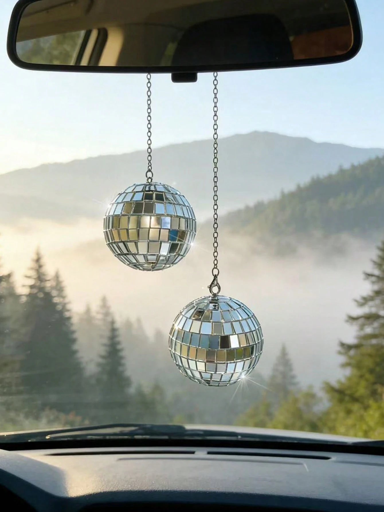 This Disco Ball Car Interior Hanging Decor Is An Eye-Catching Accessory That Will Emit Colorful Sparkles In The Sunlight.