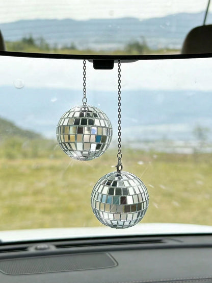 This Disco Ball Car Interior Hanging Decor Is An Eye-Catching Accessory That Will Emit Colorful Sparkles In The Sunlight.