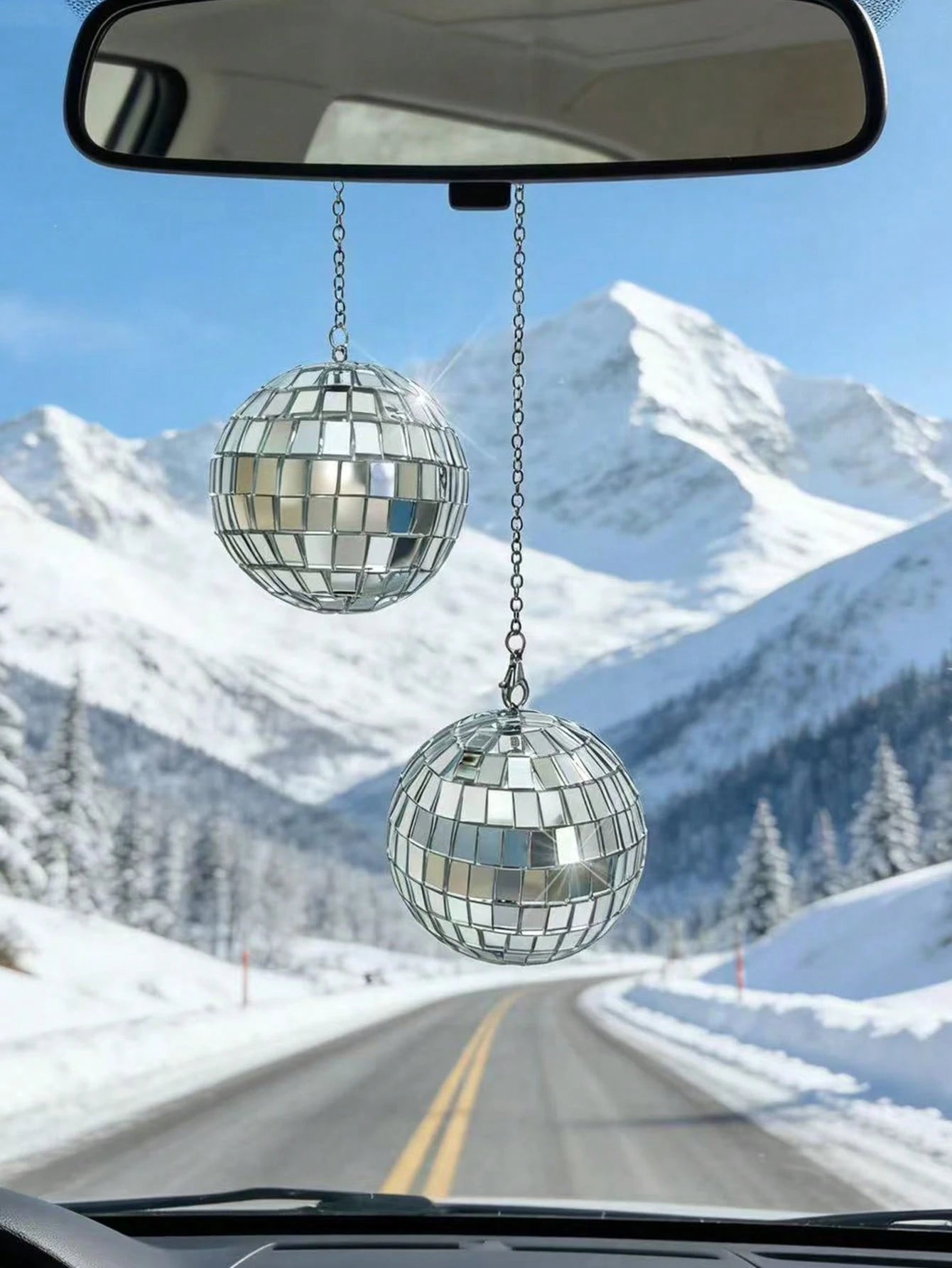 This Disco Ball Car Interior Hanging Decor Is An Eye-Catching Accessory That Will Emit Colorful Sparkles In The Sunlight.