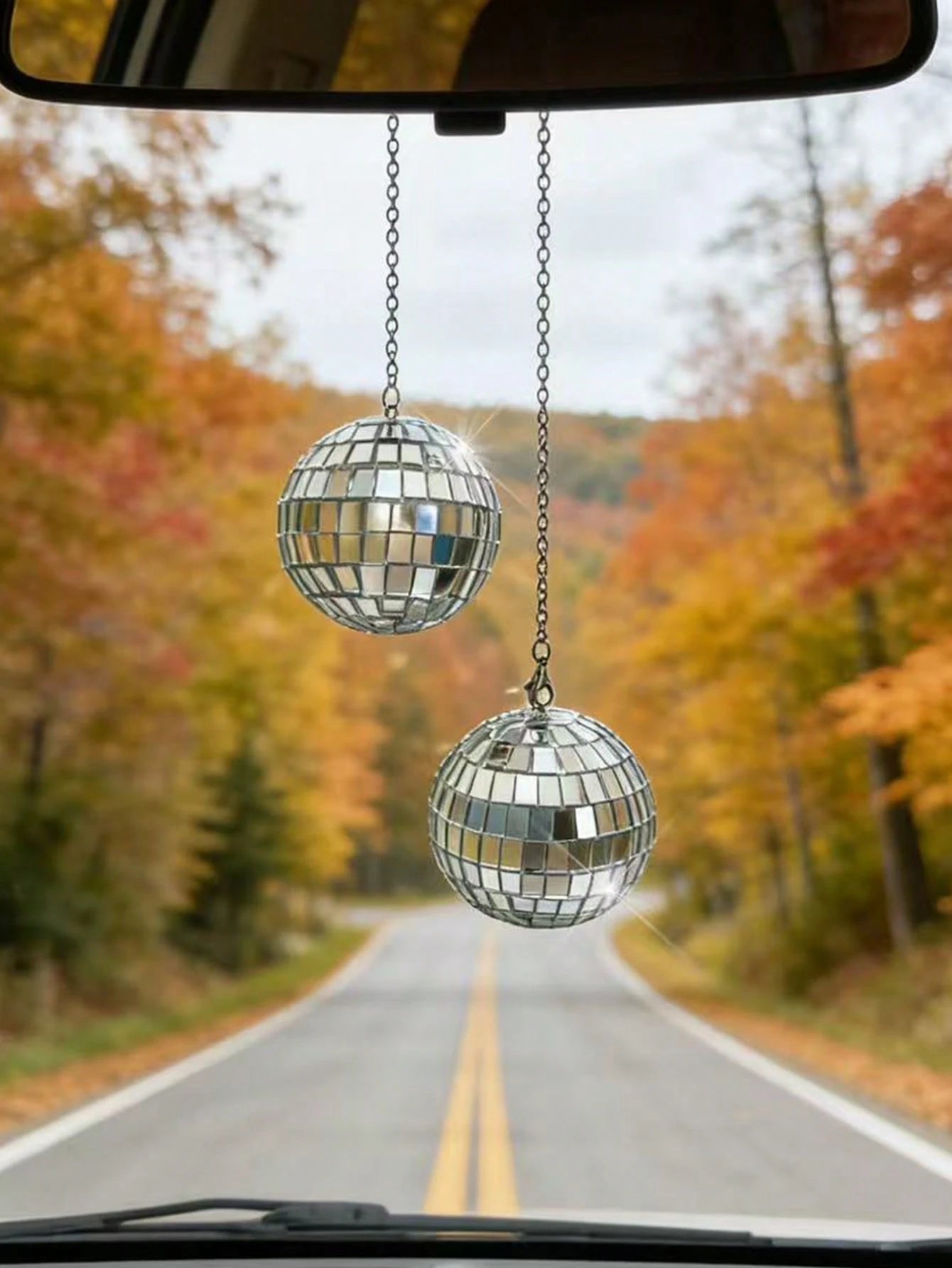 This Disco Ball Car Interior Hanging Decor Is An Eye-Catching Accessory That Will Emit Colorful Sparkles In The Sunlight.