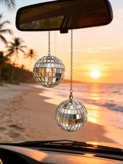 This Disco Ball Car Interior Hanging Decor Is An Eye-Catching Accessory That Will Emit Colorful Sparkles In The Sunlight.