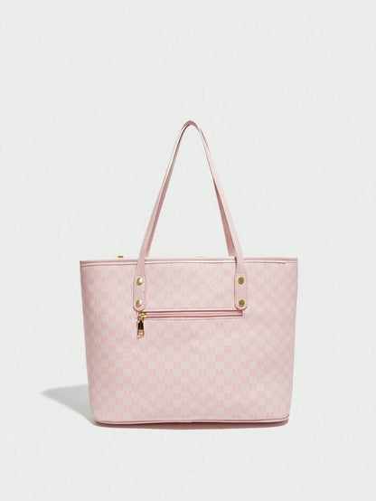 This Fashionable New Shoulder Bag Is Made Of Waterproof PU Material, Decorated With Letter Patterns And Cherry Pendants. It Is A Spacious Handbag And Business Commuter Bag, Suitable For Shopping, Comm