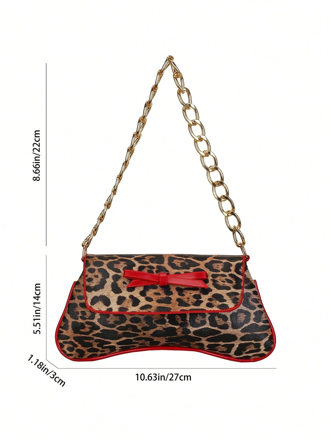 This New Shoulder Bag Features A Simple And Stylish Design, Decorated With A Leopard Print Pattern And A Striking Color Contrast. It Has A Foldable Design, Allowing It To Be Used As A Clutch, Shoulder