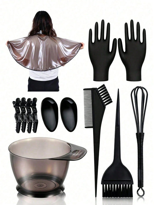This Piece Professional High-Quality Hair Dyeing Tool Set Includes Hair Salon-Grade Tools, A Hair Dyeing Bowl And Black Brush Set, As Well As Styling Tools, Products, And Accessories. Suitable For Hai