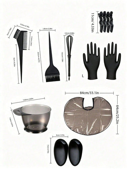 This Piece Professional High-Quality Hair Dyeing Tool Set Includes Hair Salon-Grade Tools, A Hair Dyeing Bowl And Black Brush Set, As Well As Styling Tools, Products, And Accessories. Suitable For Hai