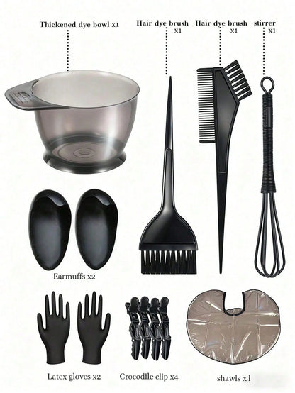 This Piece Professional High-Quality Hair Dyeing Tool Set Includes Hair Salon-Grade Tools, A Hair Dyeing Bowl And Black Brush Set, As Well As Styling Tools, Products, And Accessories. Suitable For Hai