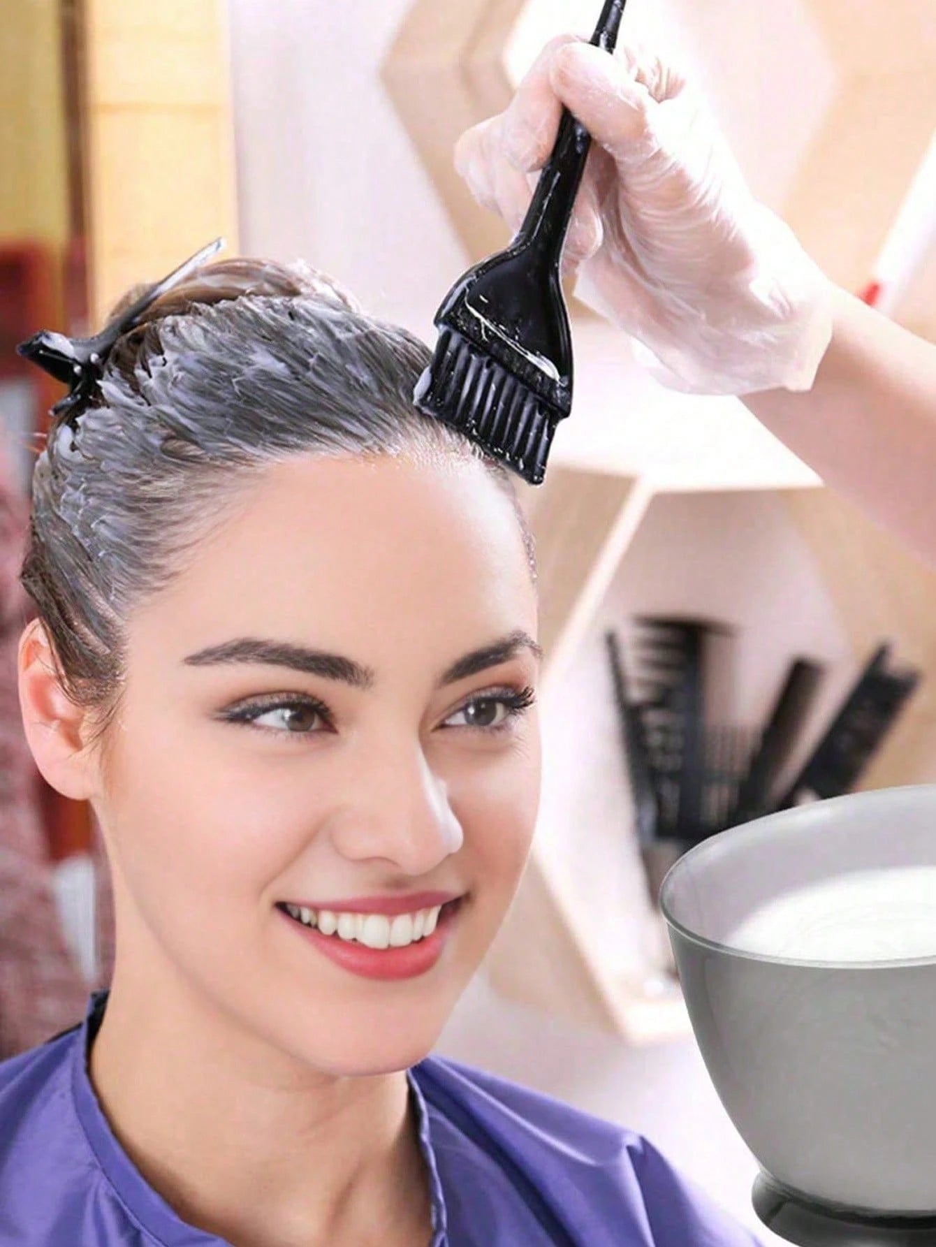 This Piece Professional High-Quality Hair Dyeing Tool Set Includes Hair Salon-Grade Tools, A Hair Dyeing Bowl And Black Brush Set, As Well As Styling Tools, Products, And Accessories. Suitable For Hai