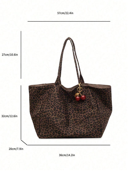 This Retro Brown Leopard Print Tote Bag Features A Soft Material And A Large Capacity, Making It Suitable For Office Workers And Students. It's A Versatile Style For Campus Life, The Workplace, And We