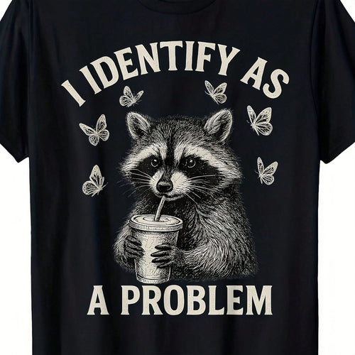 This Women'S Fun Raccoon-Themed T-Shirt Features A Casual Crew Neck Design With A Printed Raccoon Pattern, Perfect For Parties Everyday Wear, And Fun