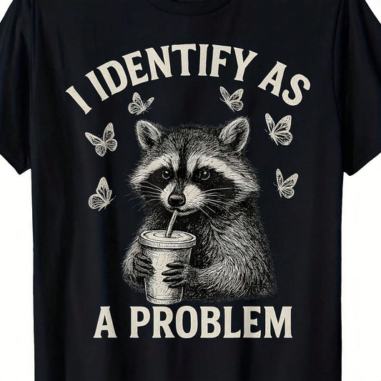 This Women'S Fun Raccoon-Themed T-Shirt Features A Casual Crew Neck Design With A Printed Raccoon Pattern, Perfect For Parties Everyday Wear, And Fun