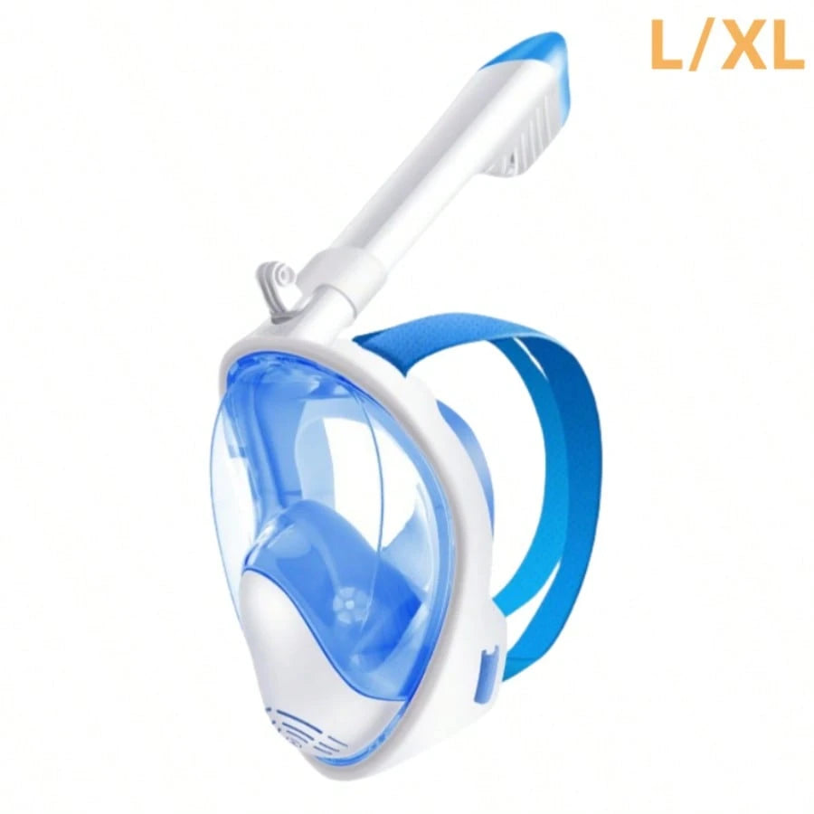 THREE SNOWMEN New Blue Model: The Best Snorkel Mask Of All Time! Anti-Fog, Leak-Proof, And 180° Panoramic View.Blue-L\XL