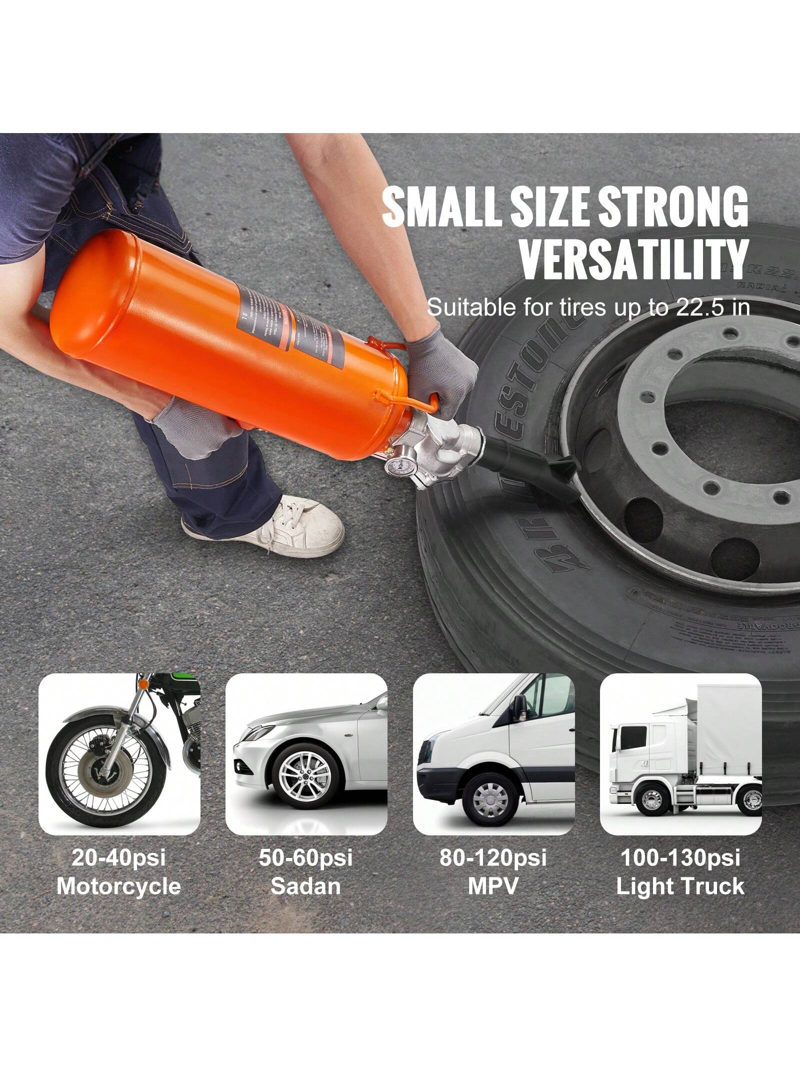 Tire Bead Blaster, Includes Pressure Gauge & Handle, Operates Between 85-116 PSI For Cars, Trucks, And ATVs And Tractor Tire Repairs