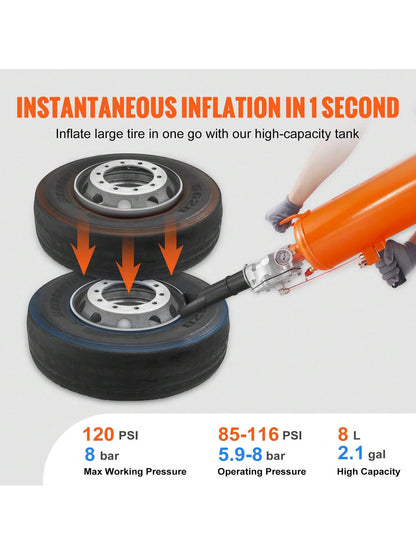 Tire Bead Blaster, Includes Pressure Gauge & Handle, Operates Between 85-116 PSI For Cars, Trucks, And ATVs And Tractor Tire Repairs