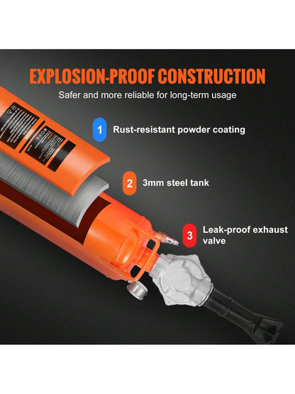 Tire Bead Blaster, Includes Pressure Gauge & Handle, Operates Between 85-116 PSI For Cars, Trucks, And ATVs And Tractor Tire Repairs