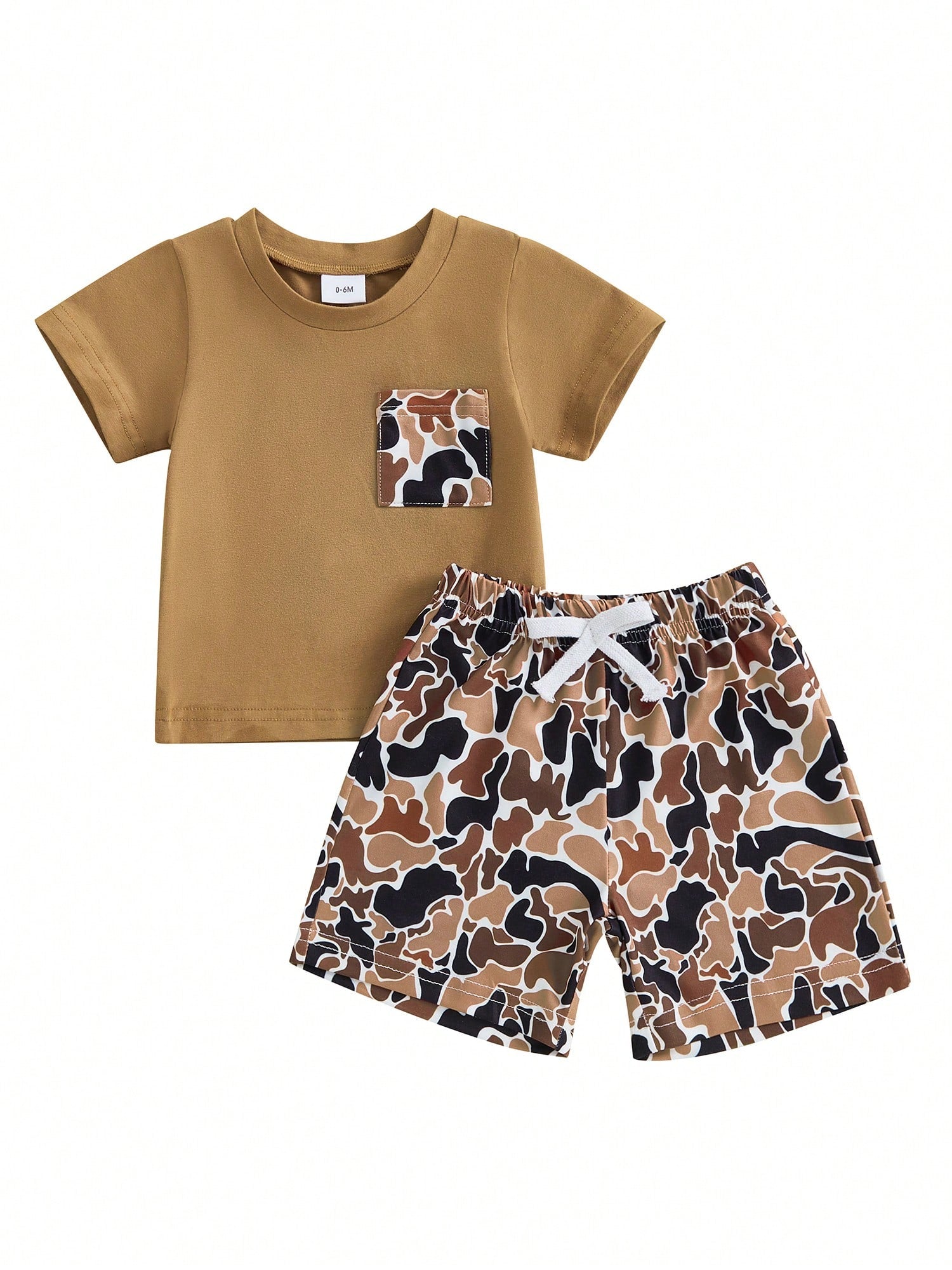 Toddler Baby Boys Summer Outfit, Short Sleeve Crew Neck T-Shirt Tops With Camouflage Shorts 2Pcs Clothes Set