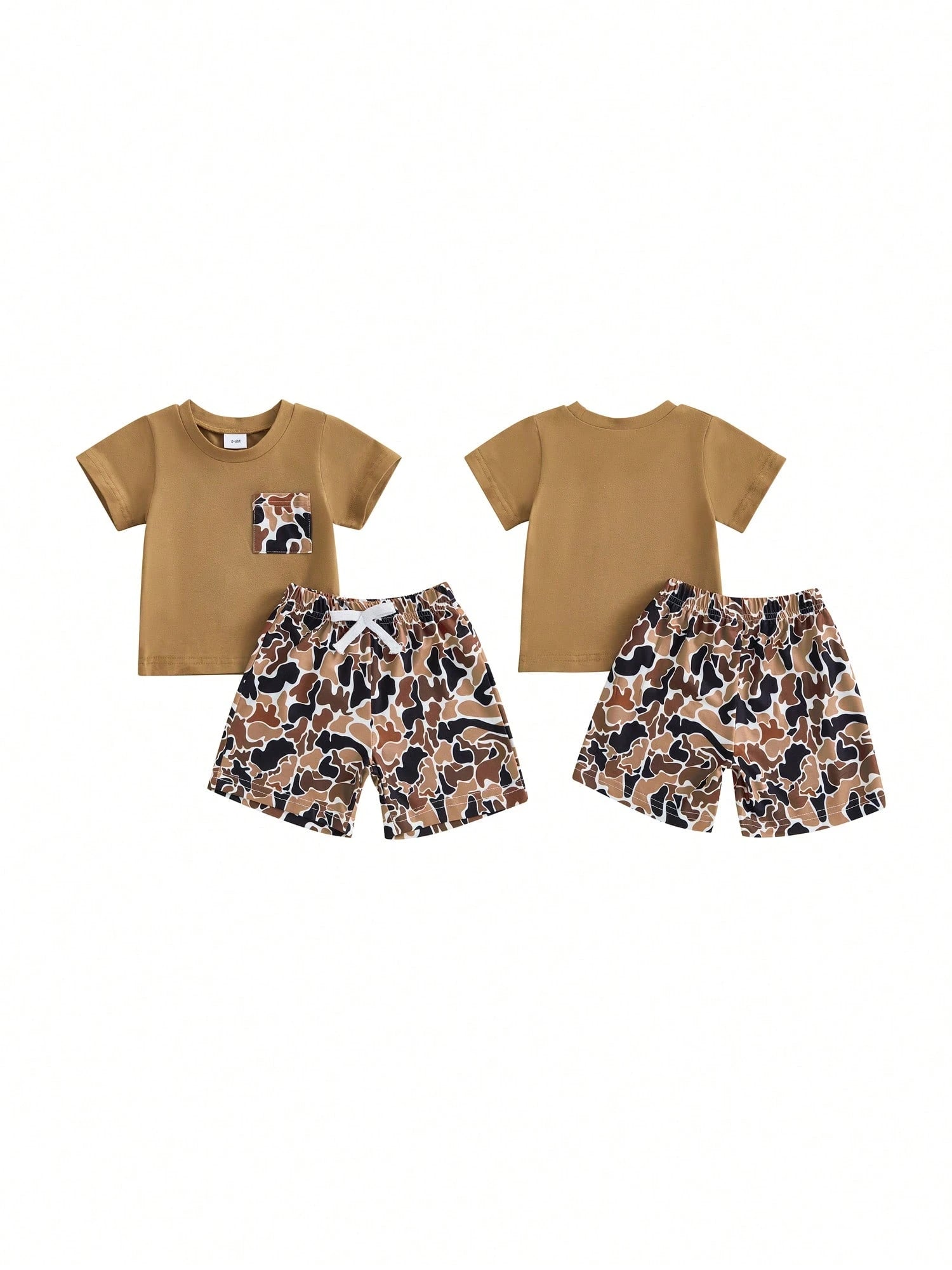 Toddler Baby Boys Summer Outfit, Short Sleeve Crew Neck T-Shirt Tops With Camouflage Shorts 2Pcs Clothes Set
