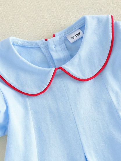 Toddler Baby Girl Back To School Dress Embroidery Short Sleeve A-Line Dresses 18M-6T Kids Casual Swing Sundress