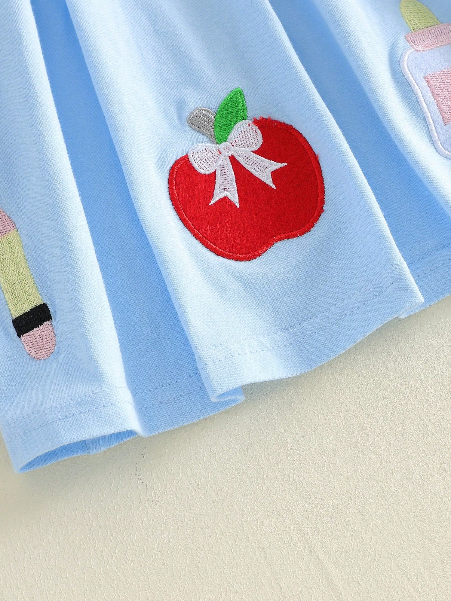 Toddler Baby Girl Back To School Dress Embroidery Short Sleeve A-Line Dresses 18M-6T Kids Casual Swing Sundress