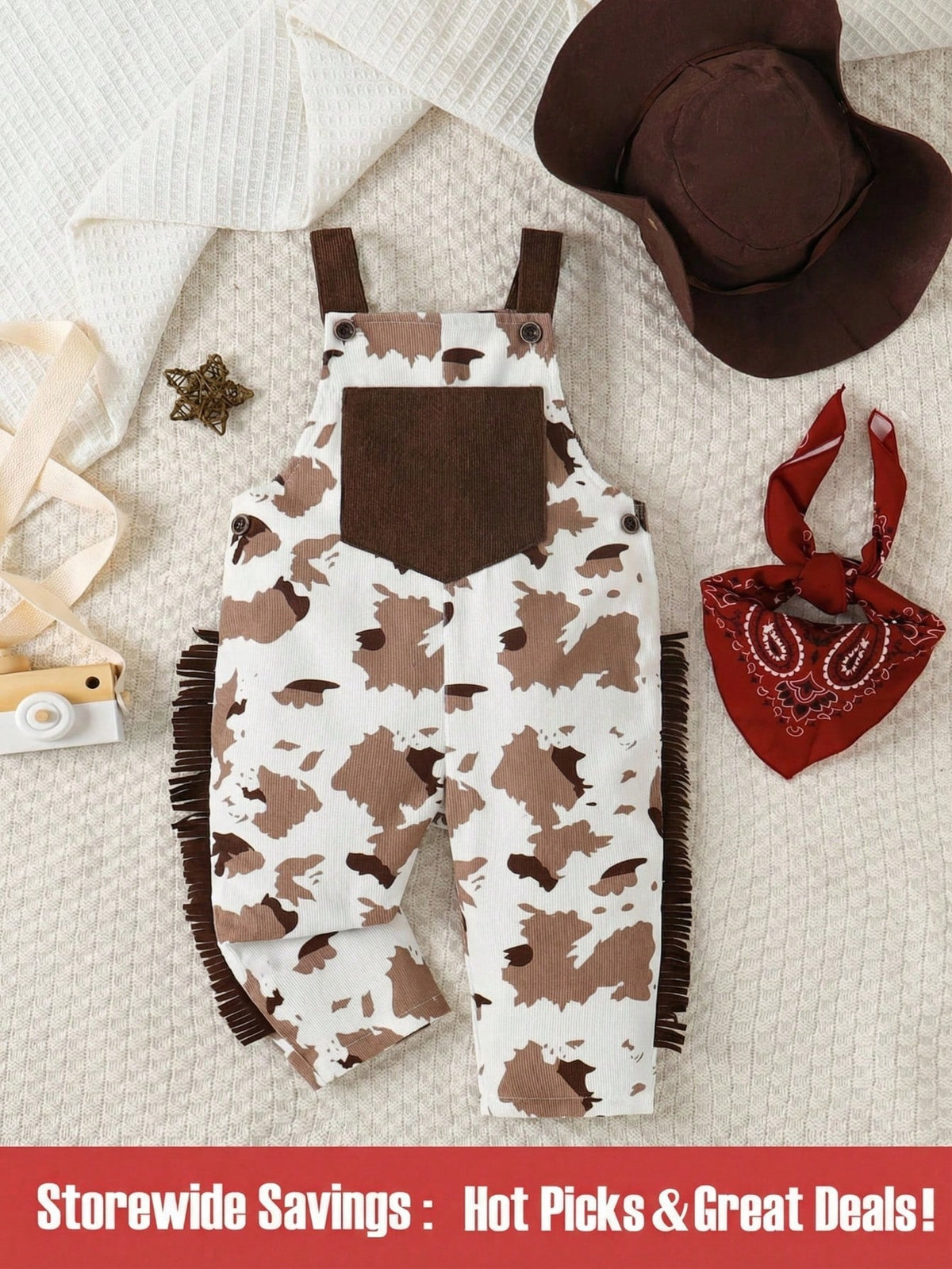 Toddler Boys' Western Cute Family Matching Basic Grandpa Cowboy Outfit White Polka Dot Autumn First Birthday Ranch Overalls Jumpsuit Hat Photoshoot