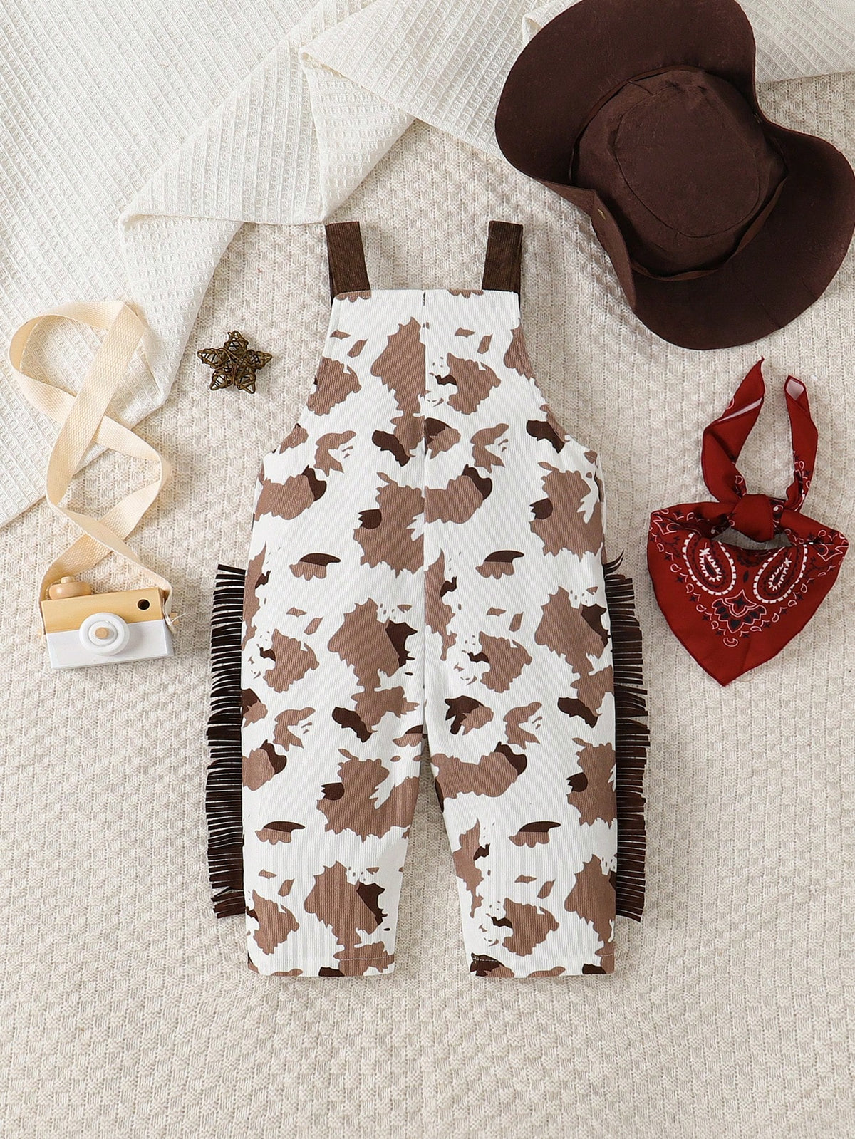 Toddler Boys' Western Cute Family Matching Basic Grandpa Cowboy Outfit White Polka Dot Autumn First Birthday Ranch Overalls Jumpsuit Hat Photoshoot
