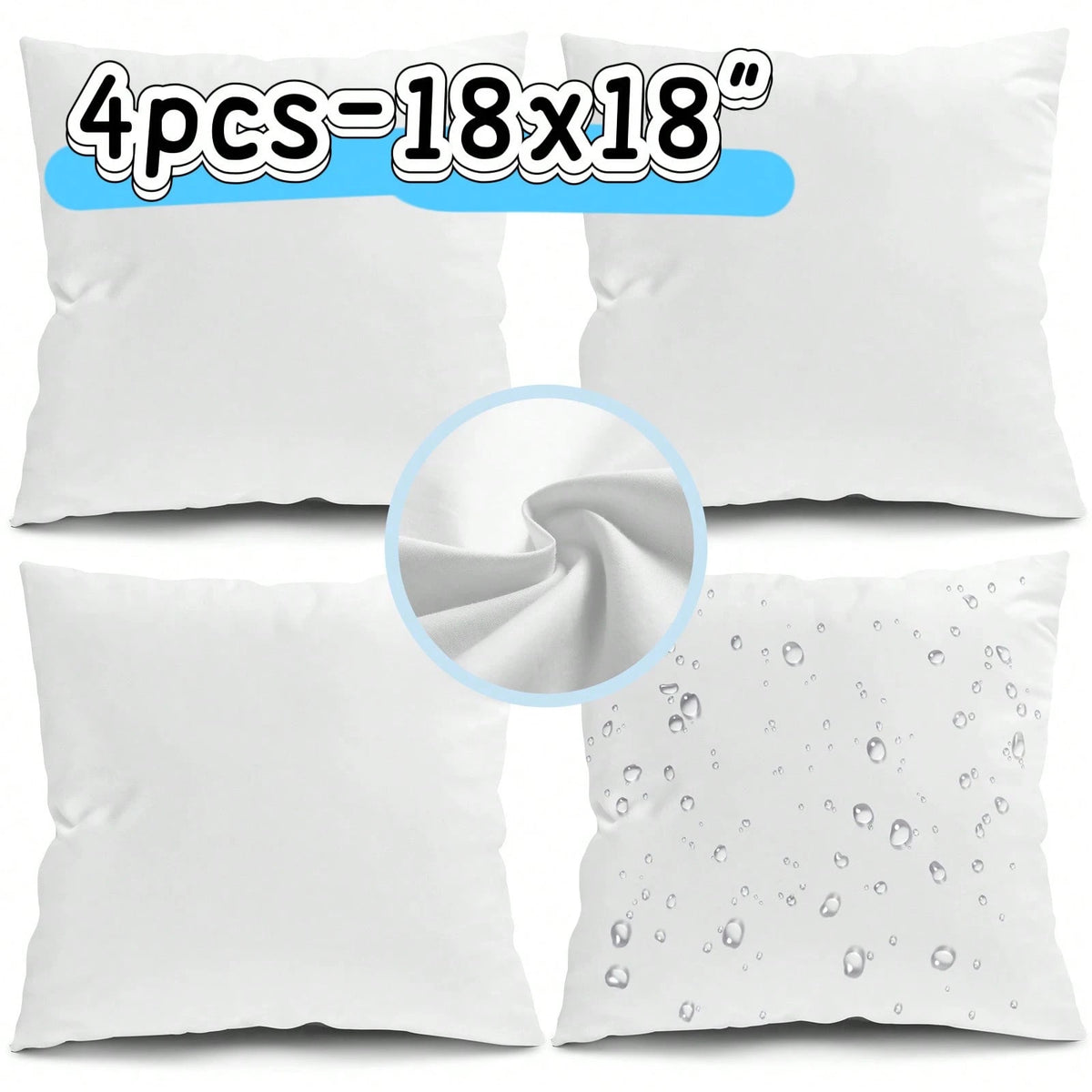 Tomnk Set Of 4/6 White Square Throw Pillows, Couch Pillow, Soft Polyester Fabric, Plush Texture, Ideal For Bed & Couch, Adds Comfort & Modern Style, Decorative Accent Cushions