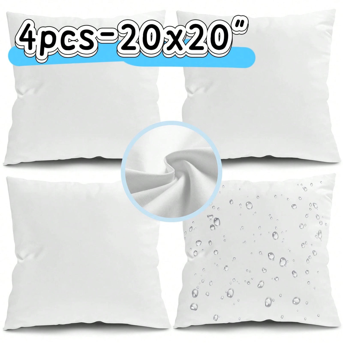 Tomnk Set Of 4/6 White Square Throw Pillows, Couch Pillow, Soft Polyester Fabric, Plush Texture, Ideal For Bed & Couch, Adds Comfort & Modern Style, Decorative Accent Cushions