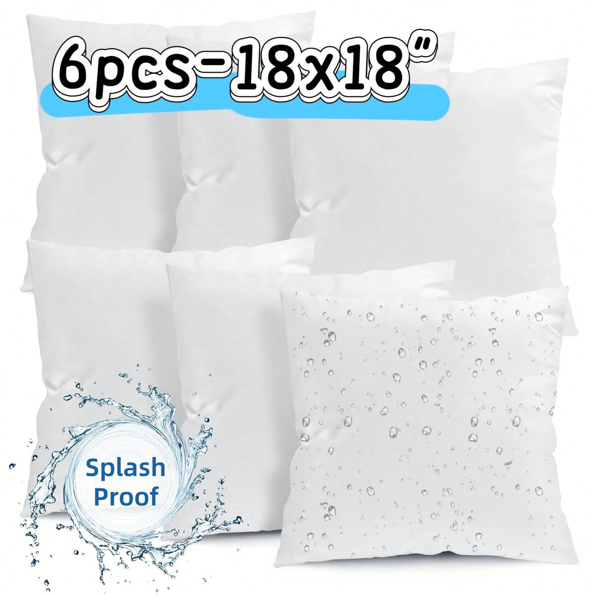 Tomnk Set Of 4/6 White Square Throw Pillows, Couch Pillow, Soft Polyester Fabric, Plush Texture, Ideal For Bed & Couch, Adds Comfort & Modern Style, Decorative Accent Cushions