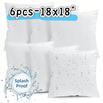 Tomnk Set Of 4/6 White Square Throw Pillows, Couch Pillow, Soft Polyester Fabric, Plush Texture, Ideal For Bed & Couch, Adds Comfort & Modern Style, Decorative Accent Cushions