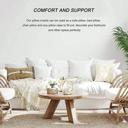 Tomnk Set Of 4/6 White Square Throw Pillows, Couch Pillow, Soft Polyester Fabric, Plush Texture, Ideal For Bed & Couch, Adds Comfort & Modern Style, Decorative Accent Cushions