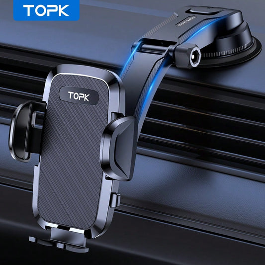 TOPK Car Phone Holder Mount, D36C Upgraded Handsfree Stand, Phone Holder For Car Dashboard, Compatible With IPhone Android Cell Phones