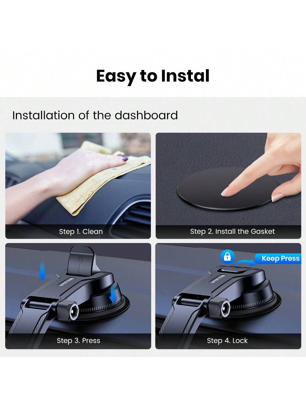 TOPK Car Phone Holder Mount, D36C Upgraded Handsfree Stand, Phone Holder For Car Dashboard, Compatible With IPhone Android Cell Phones