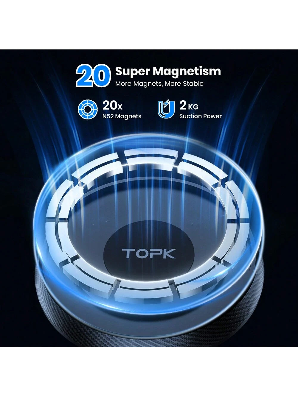 TOPK For Magsafe Car Phone Holder, Powerful Magnetism Premium Quality Support Single-Hand Operation Metal Hook Magnetic Car Phone Mount
