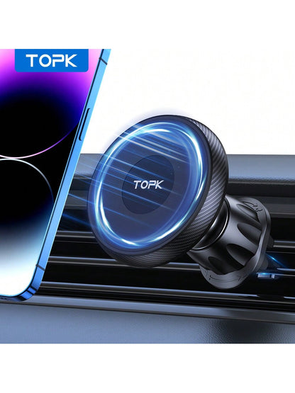 TOPK For Magsafe Car Phone Holder, Powerful Magnetism Premium Quality Support Single-Hand Operation Metal Hook Magnetic Car Phone Mount