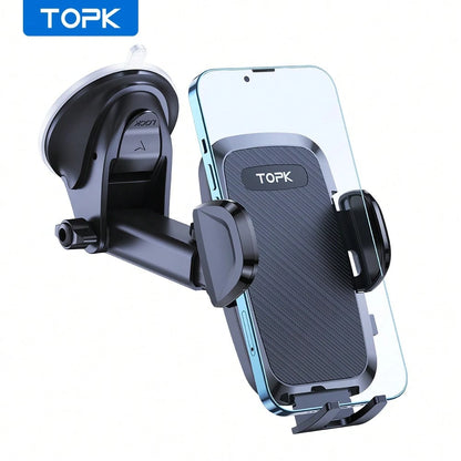 TOPK Phone Stand Holder For Car Mount Automobile Cell Phone Holder Car Mount Compatible With IPhone Universal Dashboard Mount Fit For All Smartphones