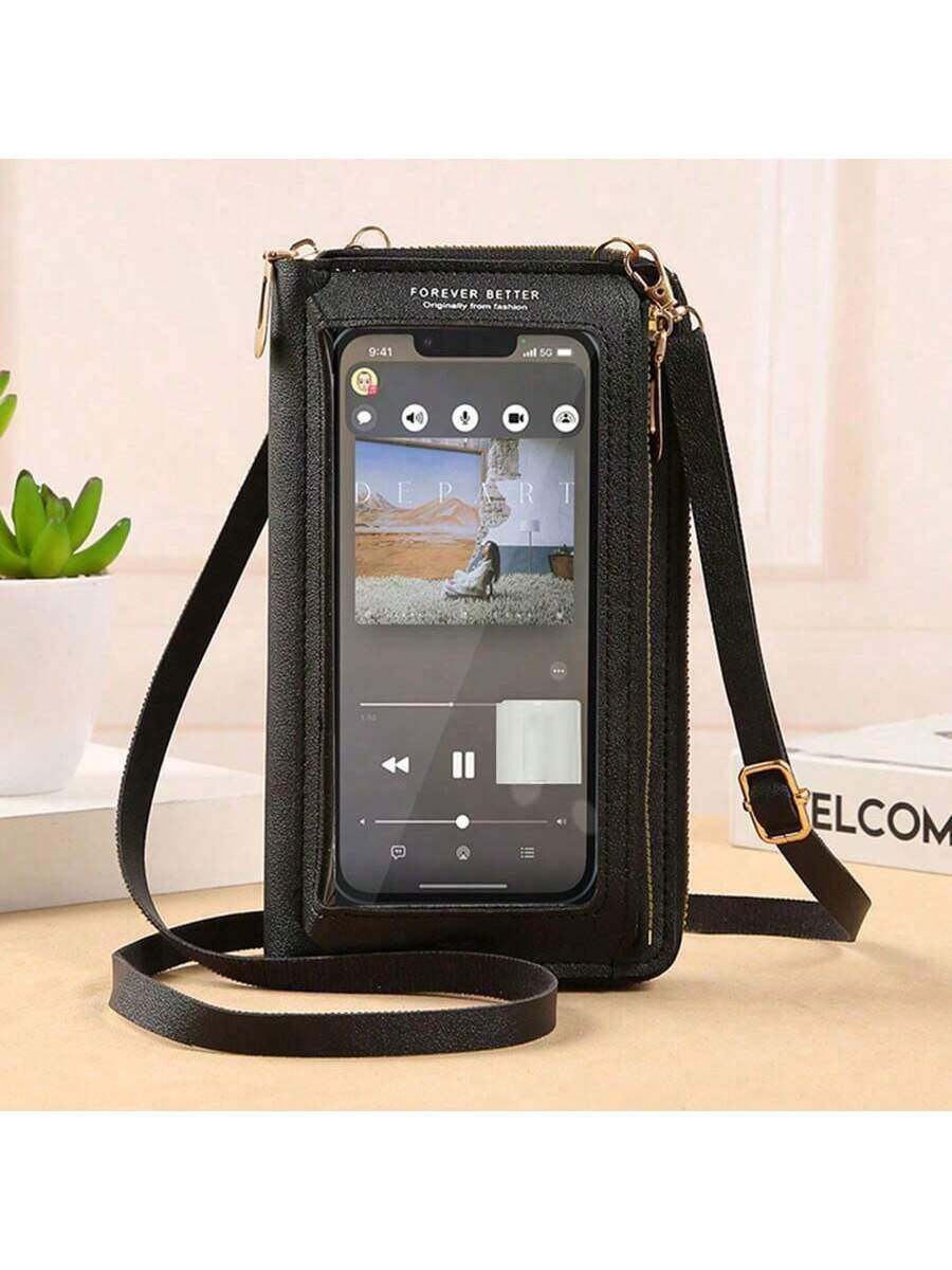 Touch Screen Mobile Phone Bag Female Cross Bag Anti-Theft Multi-Functional Shoulder Transparent Mini Small Bag Mobile Phone Bag Thanksgiving Day Gift Wallet Long Wallet With Strap Cell Phone Pouch For