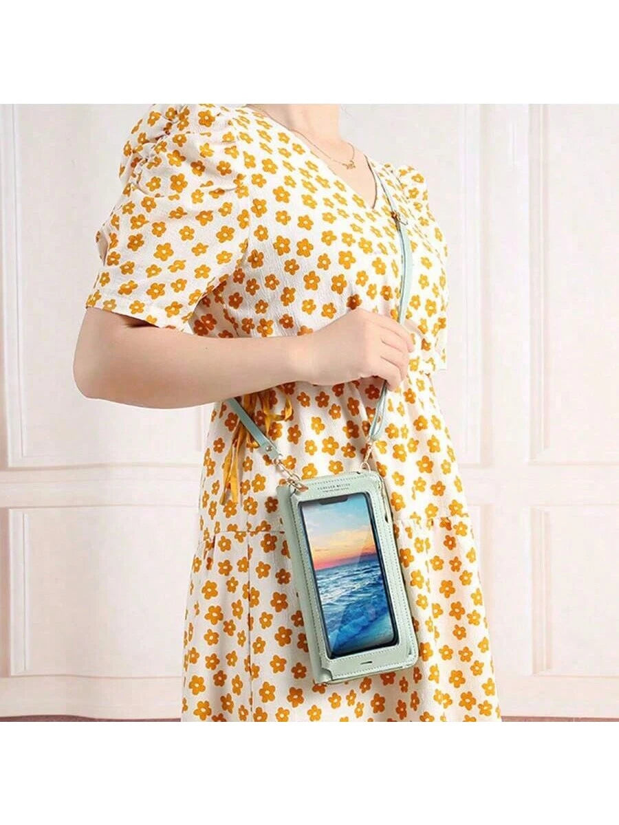 Touch Screen Mobile Phone Bag Female Cross Bag Anti-Theft Multi-Functional Shoulder Transparent Mini Small Bag Mobile Phone Bag Christmas Halloween Thanksgiving Day Gift Gifts Cross Body Bag Women For