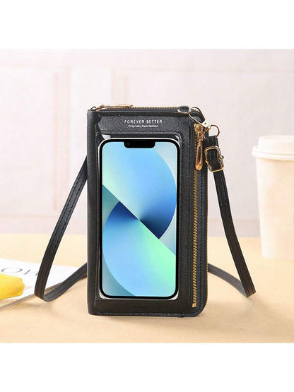 Touch Screen Mobile Phone Bag Female Cross Bag Anti-Theft Multi-Functional Shoulder Transparent Mini Small Bag Mobile Phone Bag Thanksgiving Day Gift Wallet Long Wallet With Strap Cell Phone Pouch For