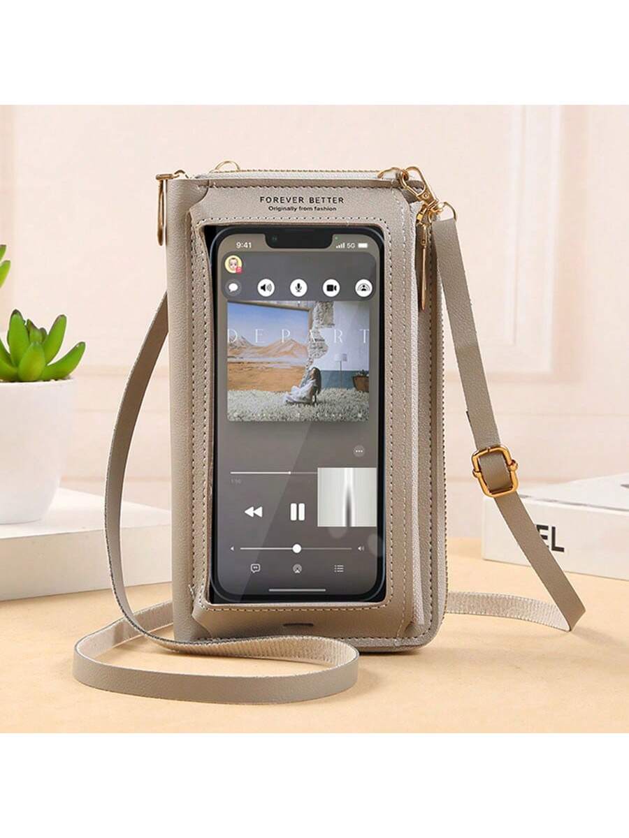 Touch Screen Mobile Phone Bag Female Cross Bag Anti-Theft Multi-Functional Shoulder Transparent Mini Small Bag Mobile Phone Bag Thanksgiving Day Gift Wallet Long Wallet With Strap Cell Phone Pouch For