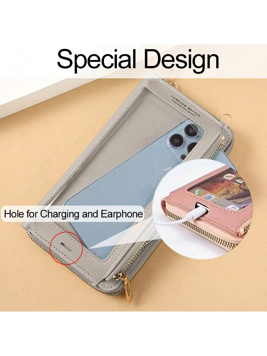 Touch Screen Mobile Phone Bag Female Cross Bag Anti-Theft Multi-Functional Shoulder Transparent Mini Small Bag Mobile Phone Bag Thanksgiving Day Gift Wallet Long Wallet With Strap Cell Phone Pouch For
