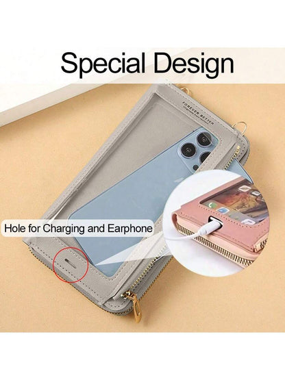 Touch Screen Mobile Phone Bag Female Cross Bag Anti-Theft Multi-Functional Shoulder Transparent Mini Small Bag Mobile Phone Bag Thanksgiving Day Gift Wallet Long Wallet With Strap Cell Phone Pouch For