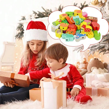 Toys For 1 2 3 Year Olds,Threading Toys For Toddlers Animals Fruits Vegetables String Lacing Beads Wooden Montessori Educational Toys Gifts