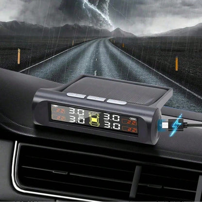 TPMS Solar Tire Pressure Sensor Car Tire Pressure Monitoring System With 4 Wheel Internal External Sensors TMPS