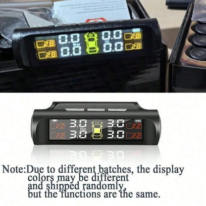 TPMS Solar Tire Pressure Sensor Car Tire Pressure Monitoring System With 4 Wheel Internal External Sensors TMPS