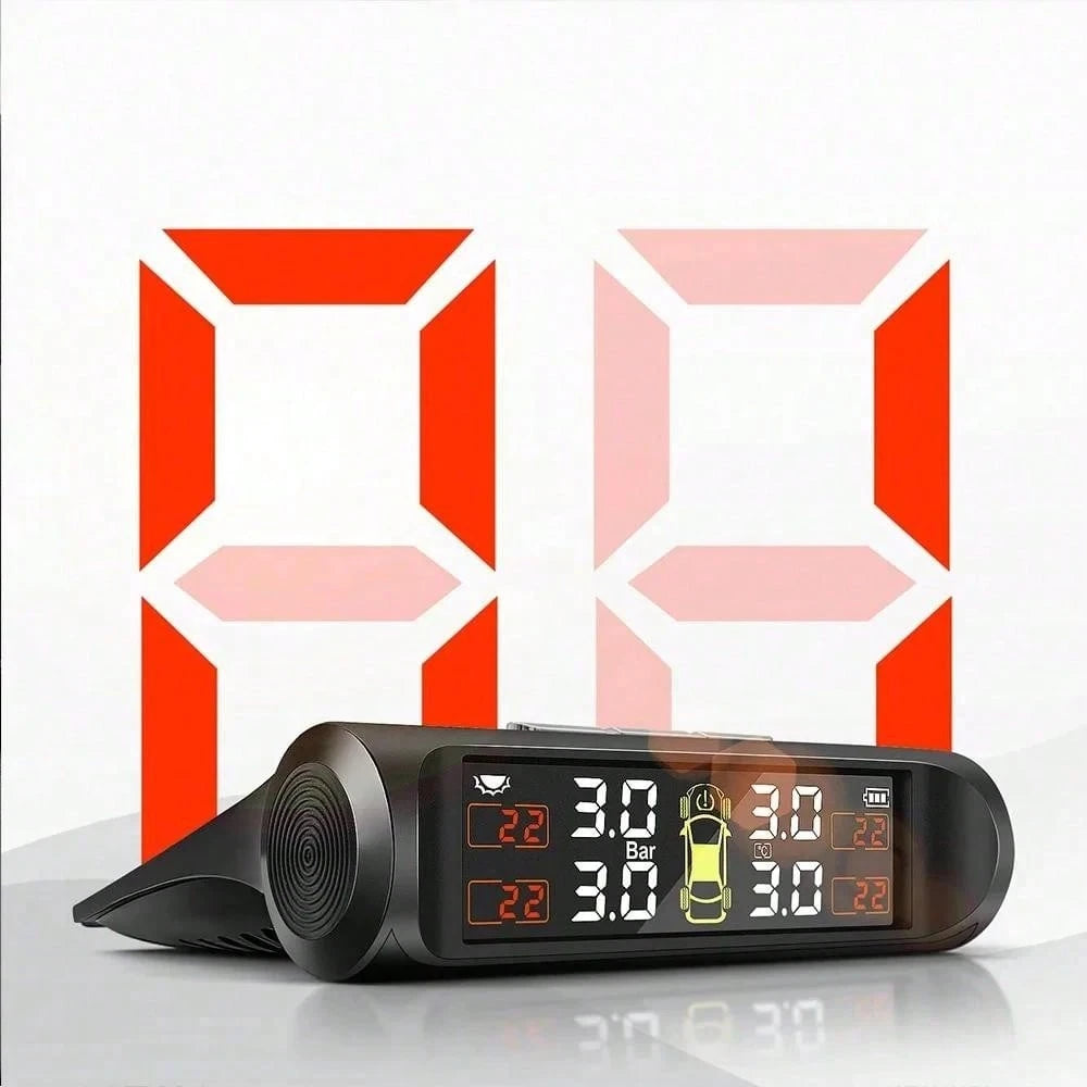 TPMS Solar Tire Pressure Sensor Car Tire Pressure Monitoring System With 4 Wheel Internal External Sensors TMPS