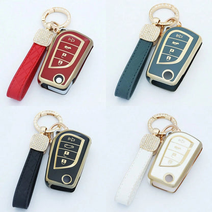 TPU Car Key FOB Cover Key Shell Protection Case With Keychain For T O Y O T A For Fortuner For Tundra For Camry For RAV4 For Highlander Smart Key Holder Dustproof And Anti Fall High-End Fashionable Ke