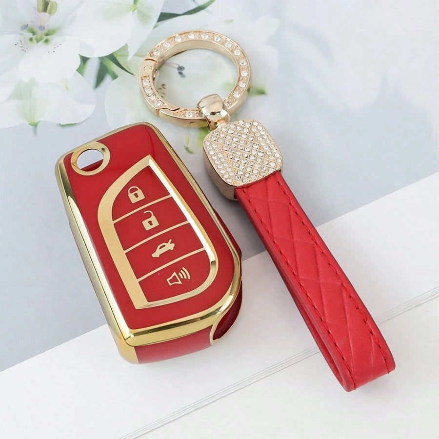 TPU Car Key FOB Cover Key Shell Protection Case With Keychain For T O Y O T A For Fortuner For Tundra For Camry For RAV4 For Highlander Smart Key Holder Dustproof And Anti Fall High-End Fashionable Ke