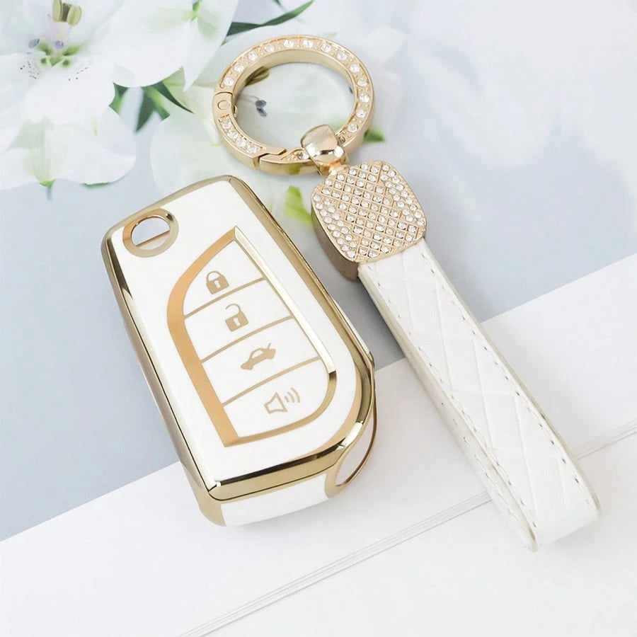 TPU Car Key FOB Cover Key Shell Protection Case With Keychain For T O Y O T A For Fortuner For Tundra For Camry For RAV4 For Highlander Smart Key Holder Dustproof And Anti Fall High-End Fashionable Ke